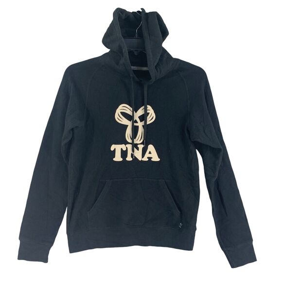 TNA Aritzia Womens Hoodie Sweatshirt Sz S Black Logo Lounge Athletic - Picture 12 of 12